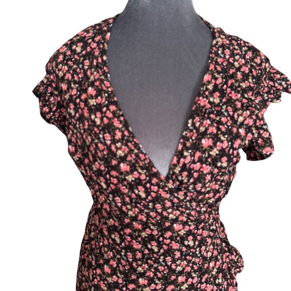 Lulus Womens Floral Wrap Dress Size S - Picture 3 of 7